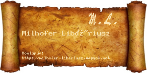 Milhofer Libériusz névjegykártya
